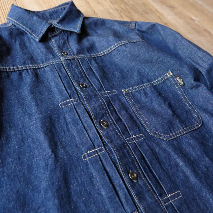 GOEHMP (ゴーヘンプ) 7.5oz DENIM PLEATS WORK SHIRTS サイズ：L カラー：ワンウォッシュ