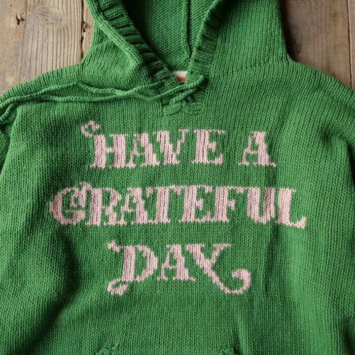 HAVE A GRATEFUL DAY (ハブアグレイトフルデイ) WOOL KNIT HOODIE サイズ：L カラー：リーフ